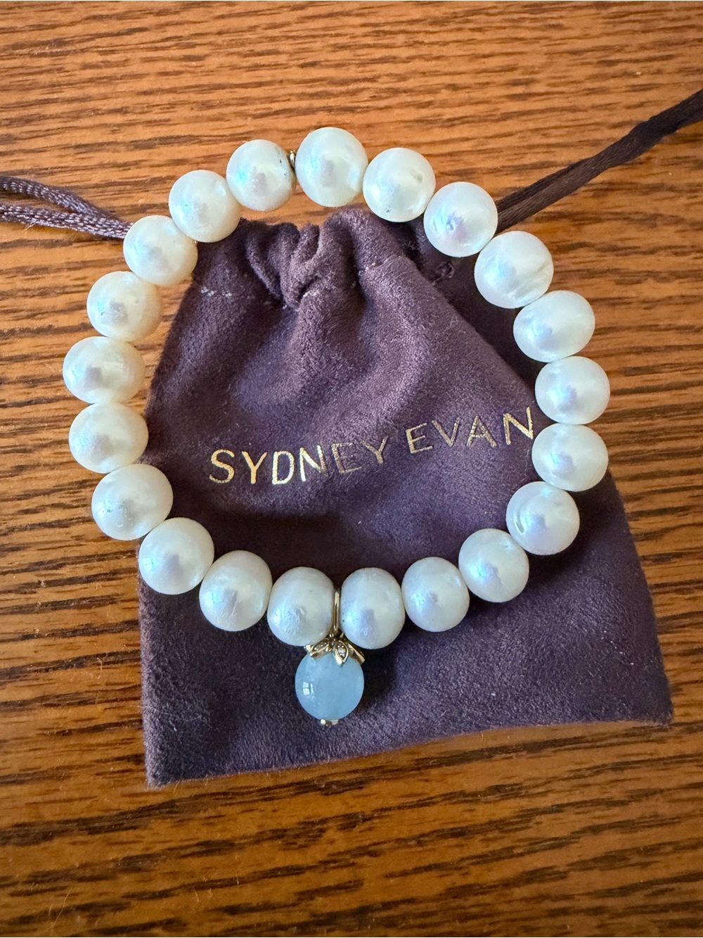 Sydney Evan Pearl and  14k & Diamond Evil Eye Charm  Bracelet